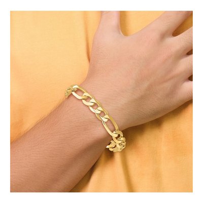 14K Yellow Gold 10mm Flat Figaro Chain Bracelet – view 4