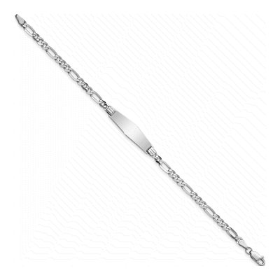 14K White Gold Figaro ID Bracelet – view 3