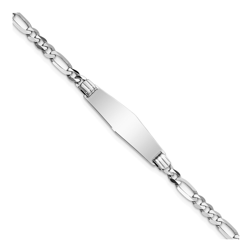 14K White Gold Figaro ID Bracelet