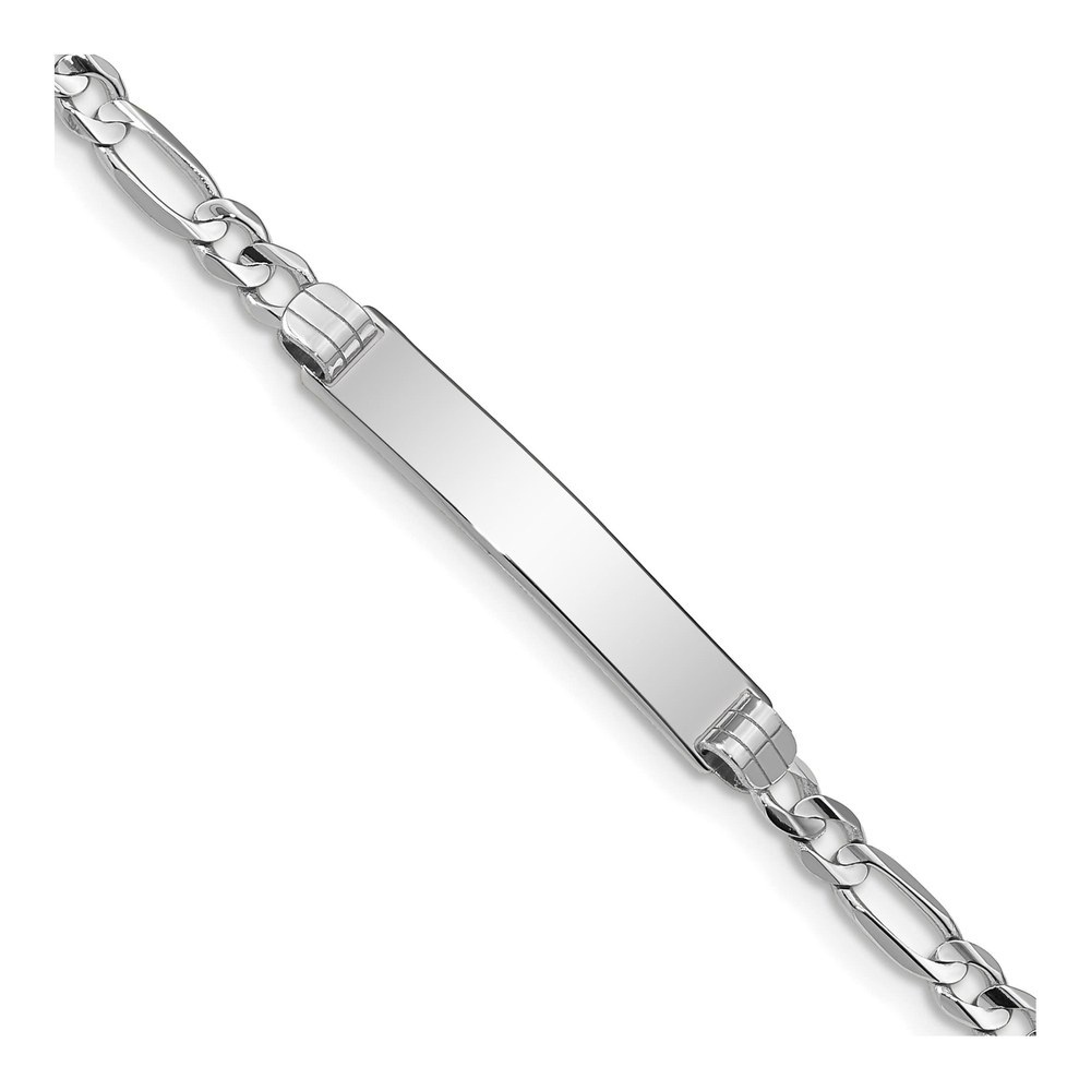 14K White Gold Figaro Link ID Bracelet