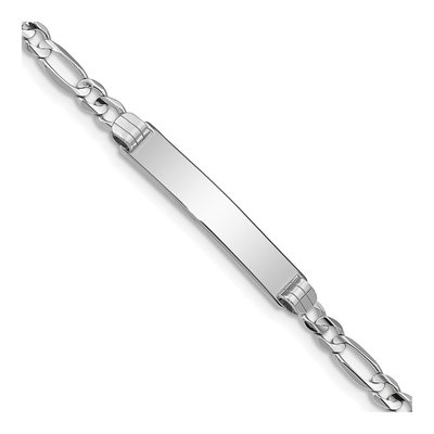14K White Gold Figaro Link ID Bracelet
