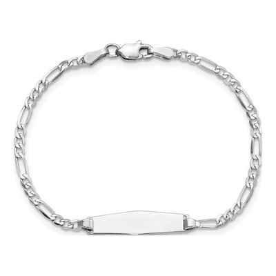 14K White Gold Figaro ID Bracelet – view 5