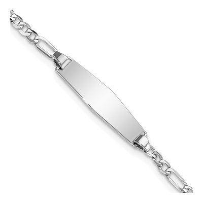 14K White Gold Figaro ID Bracelet