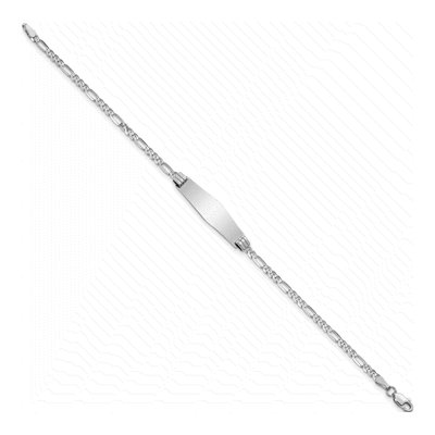 14K White Gold Figaro ID Bracelet – view 3