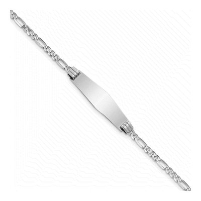 14K White Gold Figaro ID Bracelet