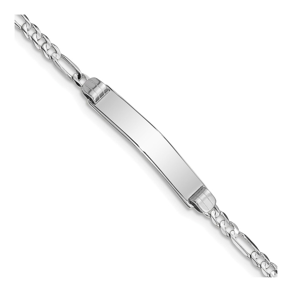 14K White Gold Figaro ID Bracelet