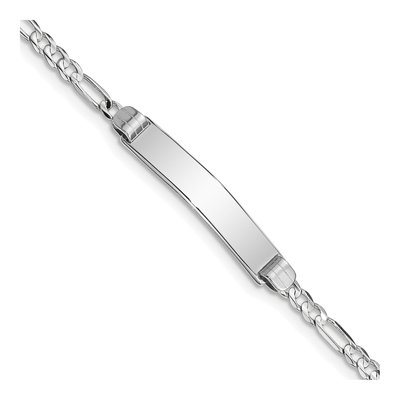 14K White Gold Figaro ID Bracelet