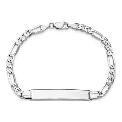14K White Gold Figaro ID Bracelet – view 5