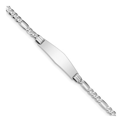 14K White Gold Figaro ID Bracelet