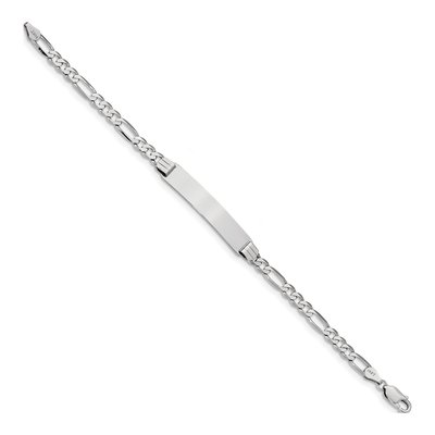 14K White Gold Figaro ID Bracelet – view 2