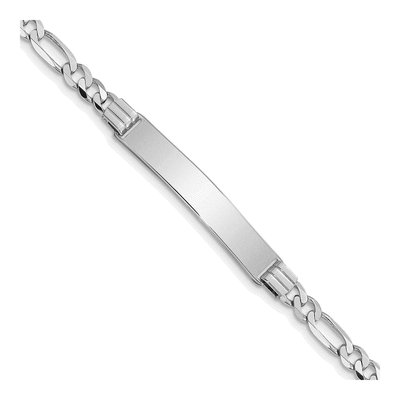 14K White Gold Figaro ID Bracelet