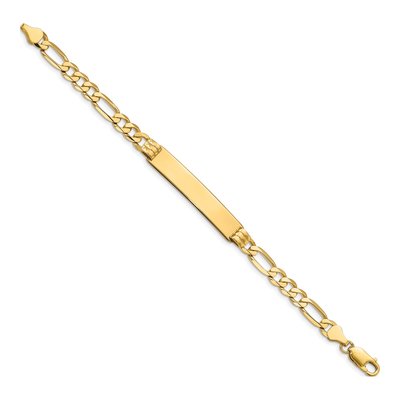 14K Yellow Gold Figaro Link ID Bracelet – view 3