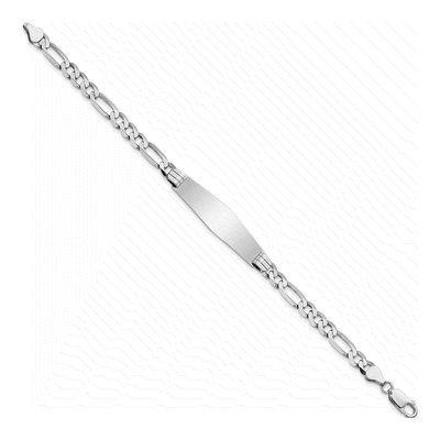 14K White Gold Figaro ID Bracelet – view 3