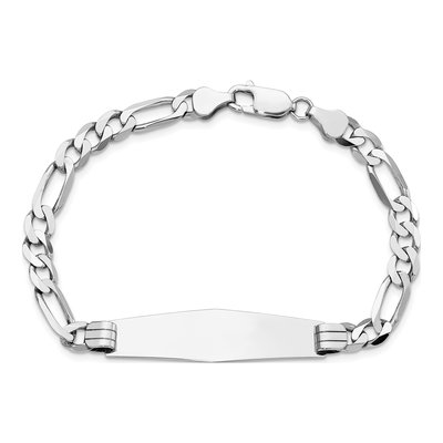 14K White Gold Figaro ID Bracelet – view 5