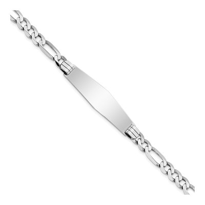 14K White Gold Figaro ID Bracelet