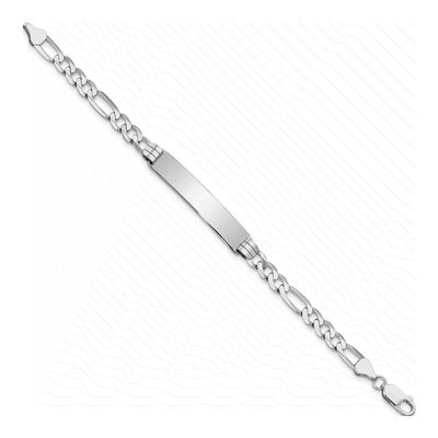 14K White Gold Figaro ID Bracelet – view 3
