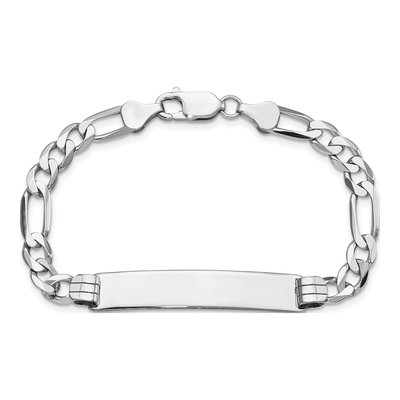 14K White Gold Figaro ID Bracelet – view 5