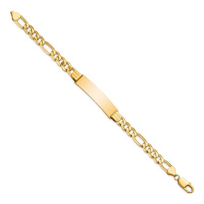 14K Yellow Gold Figaro Link ID Bracelet – view 2