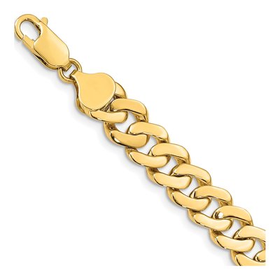 14K Yellow Gold 8.5mm Fancy Curb Link Chain Bracelet