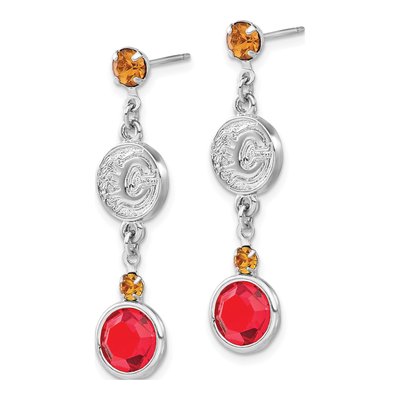 Calgary Flames Brass Crystal Dangle Earrings – view 2