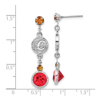 Calgary Flames Brass Crystal Dangle Earrings – view 3