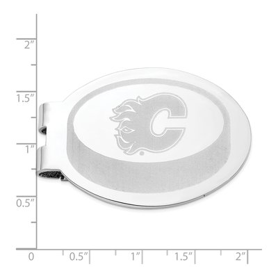 Calgary Flames Engraved Stainless Steel Money Clip – view 3