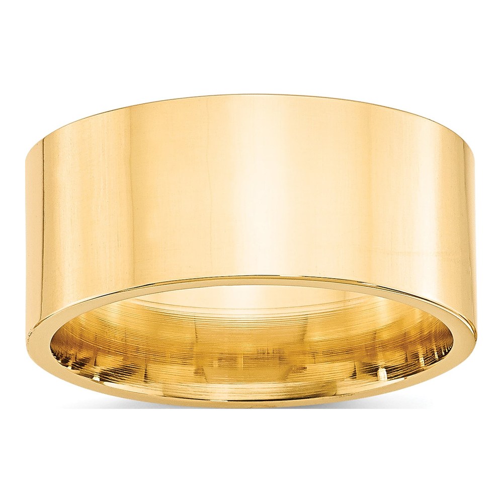 14K Yellow Gold 10mm Standard Weight Flat Comfort Fit Wedding Band Size 7