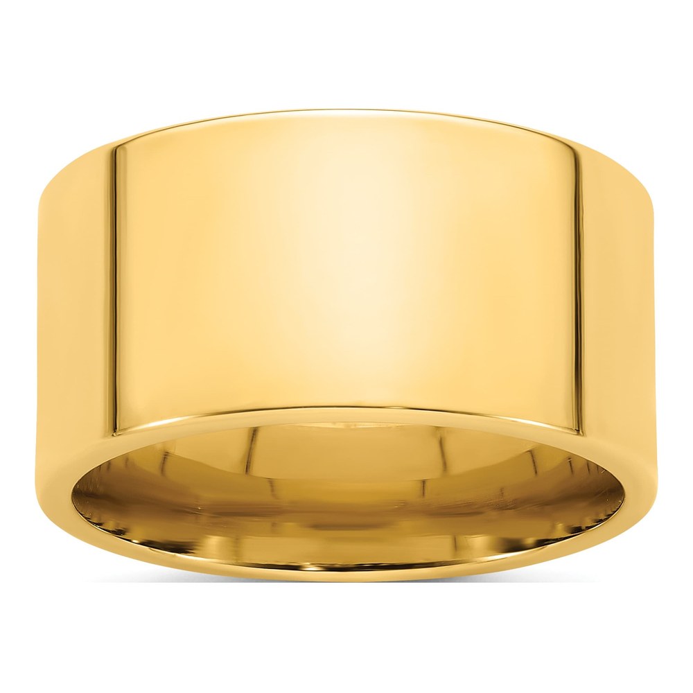 14K Yellow Gold 12mm Standard Weight Flat Comfort Fit Wedding Band Size 4.5
