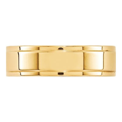 14K Yellow Gold 6mm Flat Step Edge Wedding Band – view 4