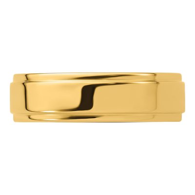 14K Yellow Gold 6mm Flat Step Edge Wedding Band – view 7