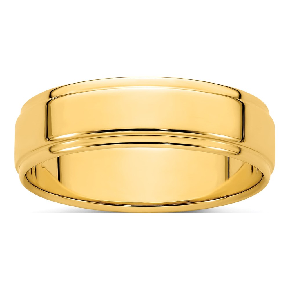 14K Yellow Gold 6mm Flat Step Edge Wedding Band