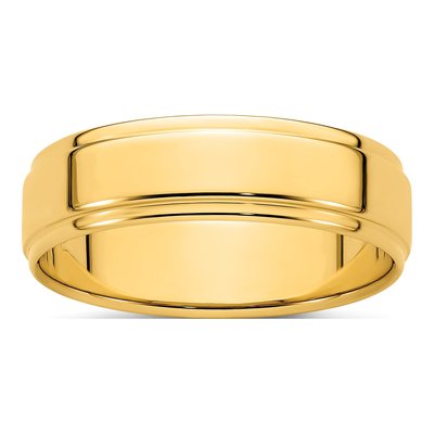 14K Yellow Gold 6mm Flat Step Edge Wedding Band
