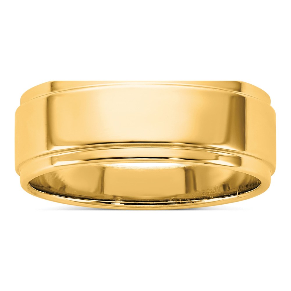 14K Yellow Gold 7mm Flat With Step Edge Band Size 7