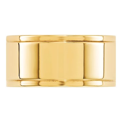 14K Yellow Gold 10mm Step Edge Wedding Band – view 2