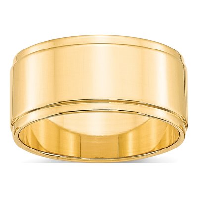 14K Yellow Gold 10mm Step Edge Wedding Band
