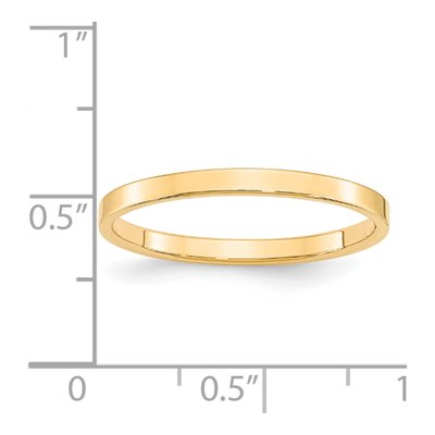 14K Yellow Gold 2mm Flat Wedding Band – view 5