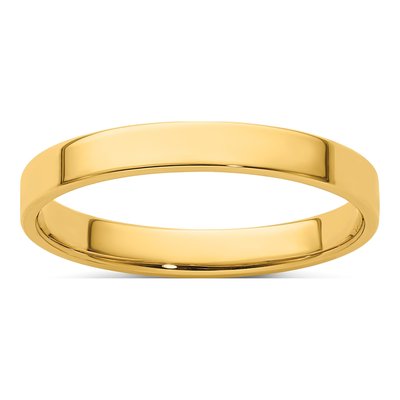 14K Yellow Gold 3mm Flat Wedding Band