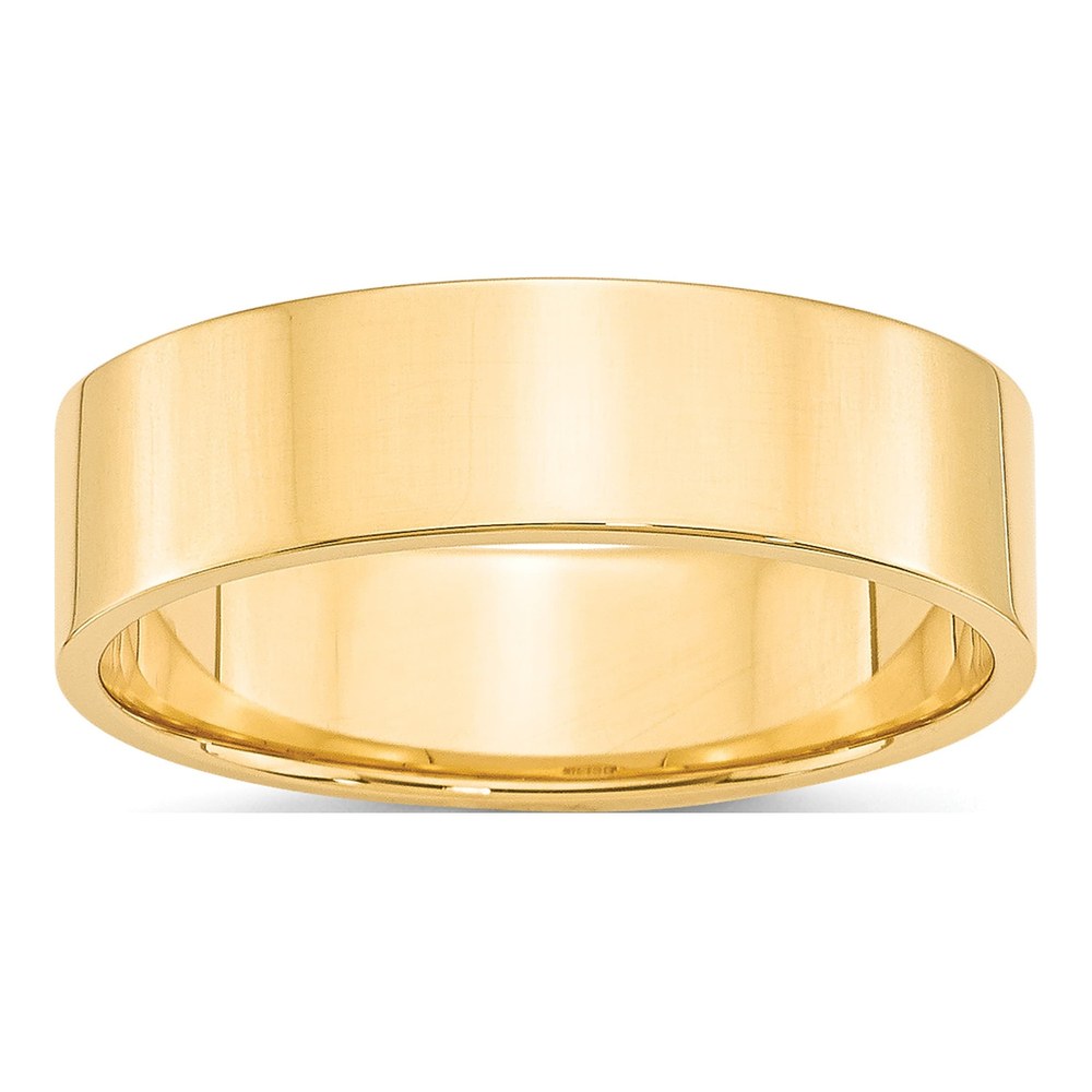 14K Yellow Gold 6mm Flat Wedding Band