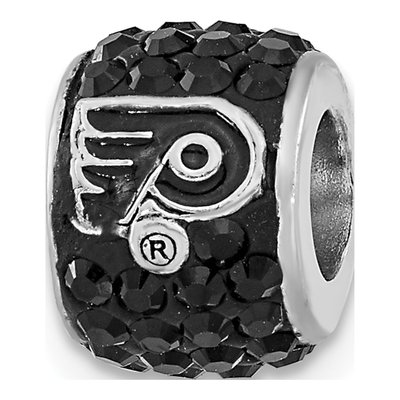 Philadelphia Flyers Sterling Silver Black Crystal Bead