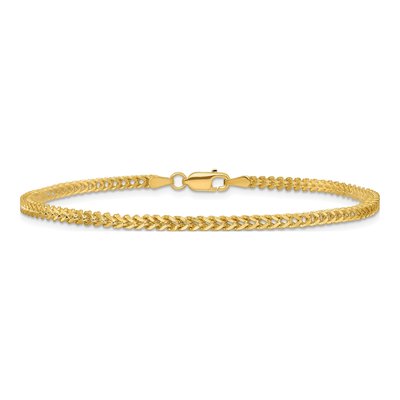 14K Yellow Gold 2mm Franco Chain Bracelet – view 4