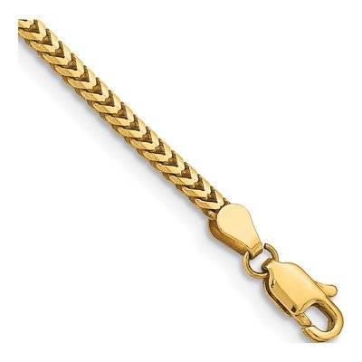 14K Yellow Gold 2.5mm Franco Chain Bracelet