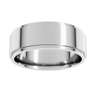 Sterling Silver 7mm Stepped-Edge Comfort-Fit Flat Wedding Band – view 3