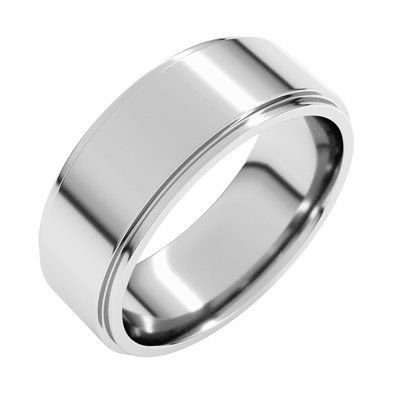 Sterling Silver 7mm Stepped-Edge Comfort-Fit Flat Wedding Band