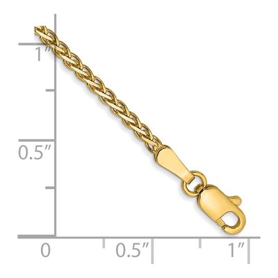 14K Yellow Gold 1.9mm Flat Wheat Chain Bracelet – view 2