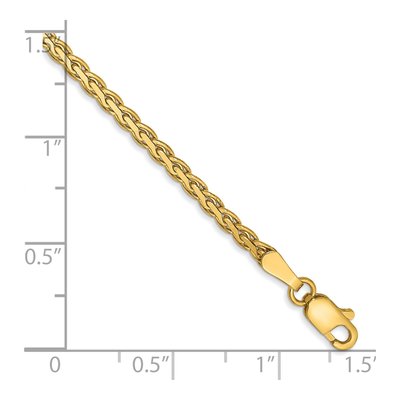 14K Yellow Gold 2.3mm Flat Wheat Chain Bracelet – view 3
