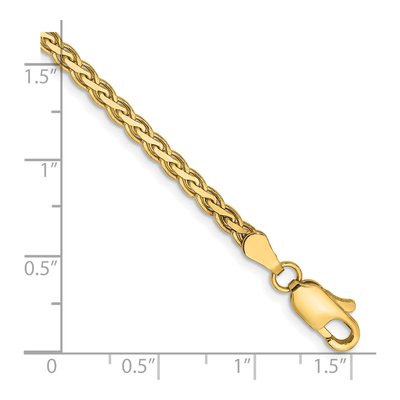 14K Yellow Gold 2.8mm Flat Wheat Chain Bracelet – view 3