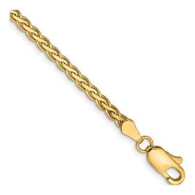 14K Yellow Gold 2.8mm Flat Wheat Chain Bracelet