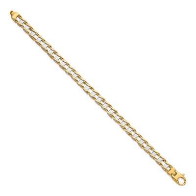 14K Two-Tone Gold 7.5mm Fancy-Link Chain Bracelet – view 2