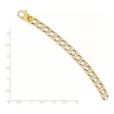 14K Two-Tone Gold 7.5mm Fancy-Link Chain Bracelet – view 3