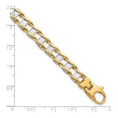 14K Two-Tone Gold 7.5mm Fancy-Link Chain Bracelet – view 5
